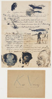 KT 1988 022
          <br/>
          Nieuwjaarsbrief met tekeningen: kop, engel, drie staande figuren, portret Alberdingk Thijm en zelfportret van Verwey
          <br/>
          <em>Verwey, Kees (1900-1995)</em>